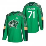 Camiseta Hockey Columbus Blue Jackets Nick Foligno 2018 Dia de San Patricio Verde