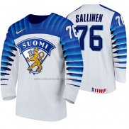 Camiseta Hockey Finlandia Jere Sallinen Primera 2020 IIHF World Championship Blanco