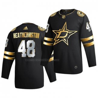 Camiseta Hockey Golden Edition Dallas Stars Dillon Heatherington Limited Autentico 2020-21 Negro
