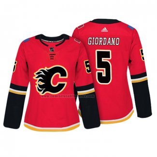 Camiseta Hockey Mujer Calgary Flames Mark Giordano Autentico Jugador Rojo
