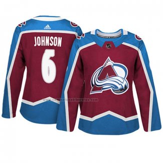 Camiseta Hockey Mujer Colorado Avalanche Erik Johnson Autentico Jugador Maroon