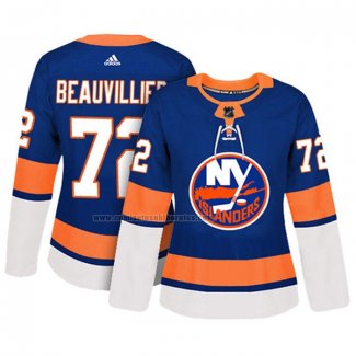 Camiseta Hockey Mujer New York Islanders Anthony Beauvillier Autentico Jugador Azul