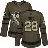Camiseta Hockey Mujer Pittsburgh Penguins Ian Cole 2018 Salute To Service Verde Militar