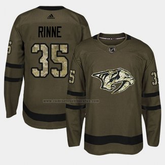 Camiseta Hockey Nashville Predators Pekka Rinne 2018 Salute To Service Verde Militar