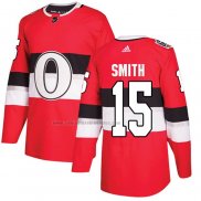 Camiseta Hockey Ottawa Senators Zack Smith Autentico 2017 100 Classic Rojo
