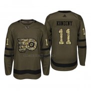 Camiseta Hockey Philadelphia Flyers Travis Konecny 2018 Salute To Service Verde Militar