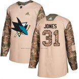 Camiseta Hockey San Jose Sharks Martin Jones Autentico 2017 Veterans Day Camuflaje