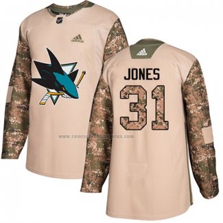 Camiseta Hockey San Jose Sharks Martin Jones Autentico 2017 Veterans Day Camuflaje