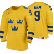 Camiseta Hockey Suecia Adrian Kempe Primera 2020 IIHF World Amarillo