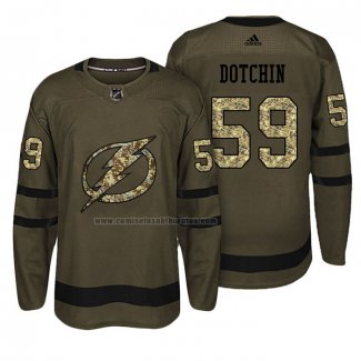 Camiseta Hockey Tampa Bay Lightning Jake Dotchin Salute To Service Verde Militar