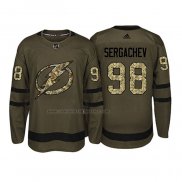 Camiseta Hockey Tampa Bay Lightning Mikhail Sergachev 2018 Salute To Service Verde Militar