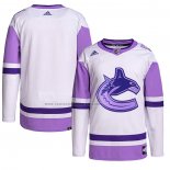 Camiseta Hockey Vancouver Canucks Blank Practice Autentico 2018 Fights Cancer Blanco Violeta