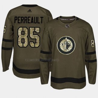 Camiseta Hockey Winnipeg Jets Mathieu Perreault 2018 Salute To Service Verde Militar