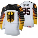 Camiseta Hockey Alemania Frederik Tiffels Primera 2020 IIHF World Junior Championship Blanco