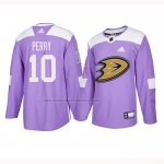 Camiseta Hockey Anaheim Ducks Corey Perry 2018 Fights Cancer Violeta
