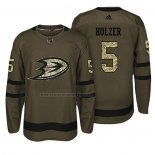 Camiseta Hockey Anaheim Ducks Korbinian Holzer Salute To Service Verde Militar