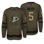 Camiseta Hockey Anaheim Ducks Korbinian Holzer Salute To Service Verde Militar