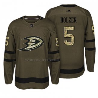 Camiseta Hockey Anaheim Ducks Korbinian Holzer Salute To Service Verde Militar