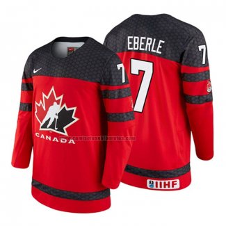 Camiseta Hockey Canada Jordan Eberle 2018 IIHF World Championship Jugador Rojo