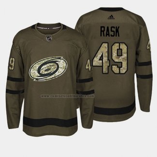 Camiseta Hockey Carolina Hurricanes Victor Rask 2018 Salute To Service Verde Militar