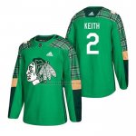 Camiseta Hockey Chicago Blackhawks Duncan Keith 2018 Dia de San Patricio Verde