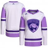 Camiseta Hockey Florida Panthers Blank Practice Autentico 2018 Fights Cancer Blanco Violeta