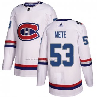 Camiseta Hockey Montreal Canadiens Victor Mete Autentico 2017 100 Classic Blanco
