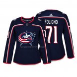 Camiseta Hockey Mujer Columbus Blue Jackets Nick Foligno Autentico Jugador Azul