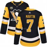 Camiseta Hockey Mujer Pittsburgh Penguins Paul Martin 50 Anniversary Primera Premier Negro