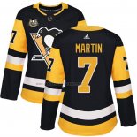 Camiseta Hockey Mujer Pittsburgh Penguins Paul Martin 50 Anniversary Primera Premier Negro