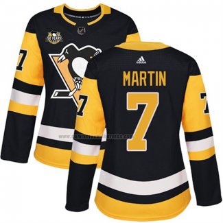 Camiseta Hockey Mujer Pittsburgh Penguins Paul Martin 50 Anniversary Primera Premier Negro