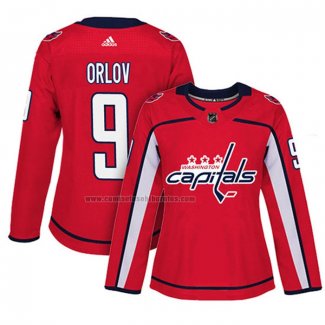 Camiseta Hockey Mujer Washington Capitals Dmitry Orlov Primera Autentico Jugador Rojo