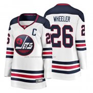 Camiseta Hockey Mujer Winnipeg Jets Blake Wheeler Heritage Breakaway Blanco