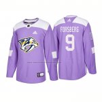 Camiseta Hockey Nashville Predators Filip Forsberg Autentico 2018 Fights Cancer Violeta