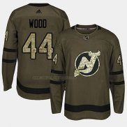Camiseta Hockey New Jersey Devils Miles Wood 2018 Salute To Service Verde Militar