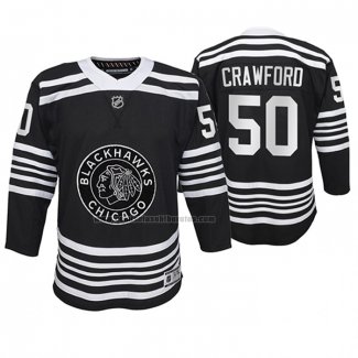 Camiseta Hockey Nino Chicago Blackhawks Corey Crawford Premier Alterno Negro