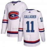 Camiseta Hockey Nino Montreal Canadiens Brendan Gallagher Autentico 2017 100 Classic Blanco