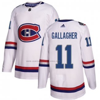 Camiseta Hockey Nino Montreal Canadiens Brendan Gallagher Autentico 2017 100 Classic Blanco