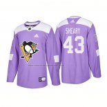 Camiseta Hockey Pittsburgh Penguins Conor Sheary Autentico 2018 Fights Cancer Violeta