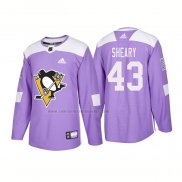 Camiseta Hockey Pittsburgh Penguins Conor Sheary Autentico 2018 Fights Cancer Violeta