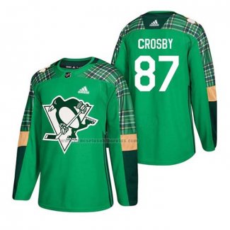 Camiseta Hockey Pittsburgh Penguins Sidney Crosby 2018 Dia de San Patricio Verde