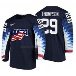 Camiseta Hockey USA Tage Thompson 2018 IIHF World Championship Jugador Negro