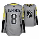 Camiseta Hockey 2018 All Star Washington Capitals Alex Ovechkin Metro Division Autentico Gris