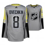 Camiseta Hockey 2018 All Star Washington Capitals Alex Ovechkin Metro Division Autentico Gris