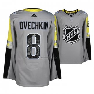 Camiseta Hockey 2018 All Star Washington Capitals Alex Ovechkin Metro Division Autentico Gris