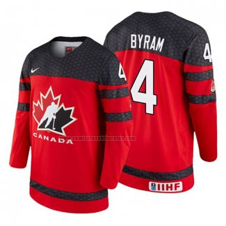 Camiseta Hockey Canada Bowen Byram 2018 IIHF World Championship Jugador Rojo