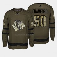 Camiseta Hockey Chicago Blackhawks Corey Crawford 2018 Salute To Service Verde Militar