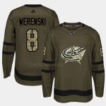 Camiseta Hockey Columbus Blue Jackets Zach Werenski 2018 Salute To Service Verde Militar
