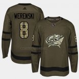 Camiseta Hockey Columbus Blue Jackets Zach Werenski 2018 Salute To Service Verde Militar