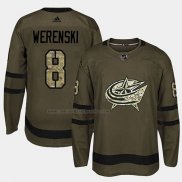 Camiseta Hockey Columbus Blue Jackets Zach Werenski 2018 Salute To Service Verde Militar
